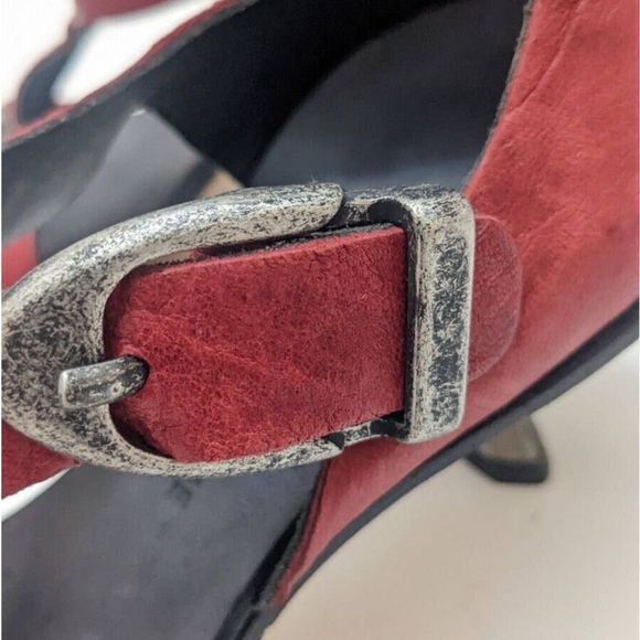 CYDWOQ 37 Heeled Sandals Red Handmade Leather USA - Picture 3 of 8
